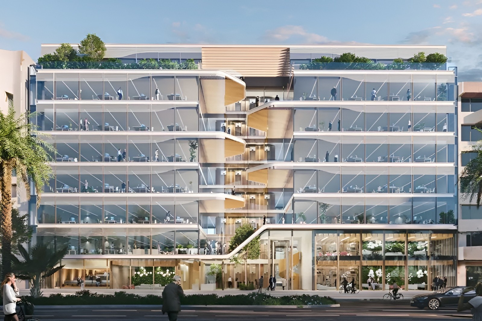 Render del edificio de oficinas de Merlin Properties y la familia Nieto en Málaga